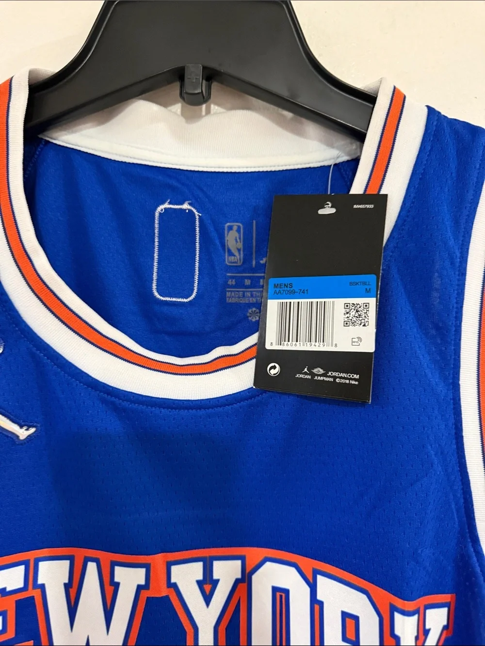 Jordan Blue New York #9 Basketball Jersey with White and Orange Trim